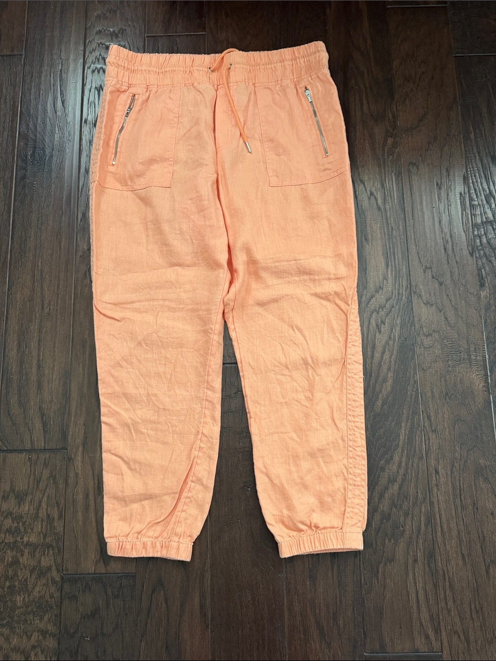Athleta Peachy Orange Linen Drawstring Joggers